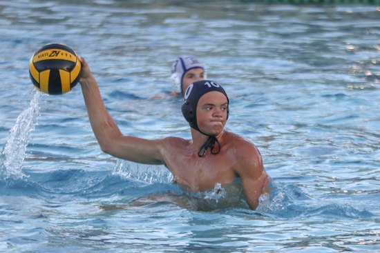 Lemoore's Connor DeBurger takes aim in Tuesday's thrilling 12-10 win over visiting Hanford West on Tuesday, Sept. 11.